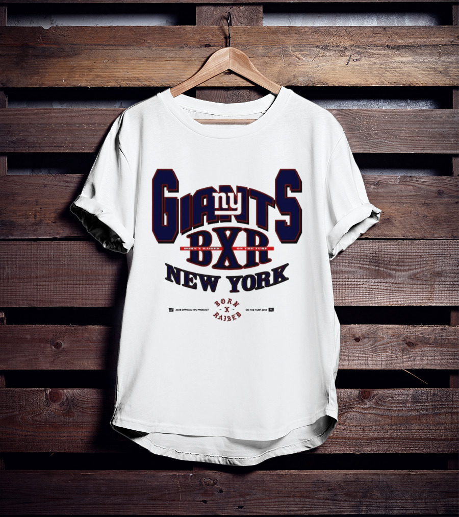 New York Giants BXR Born X Raised On The Turf Football T-Shirt