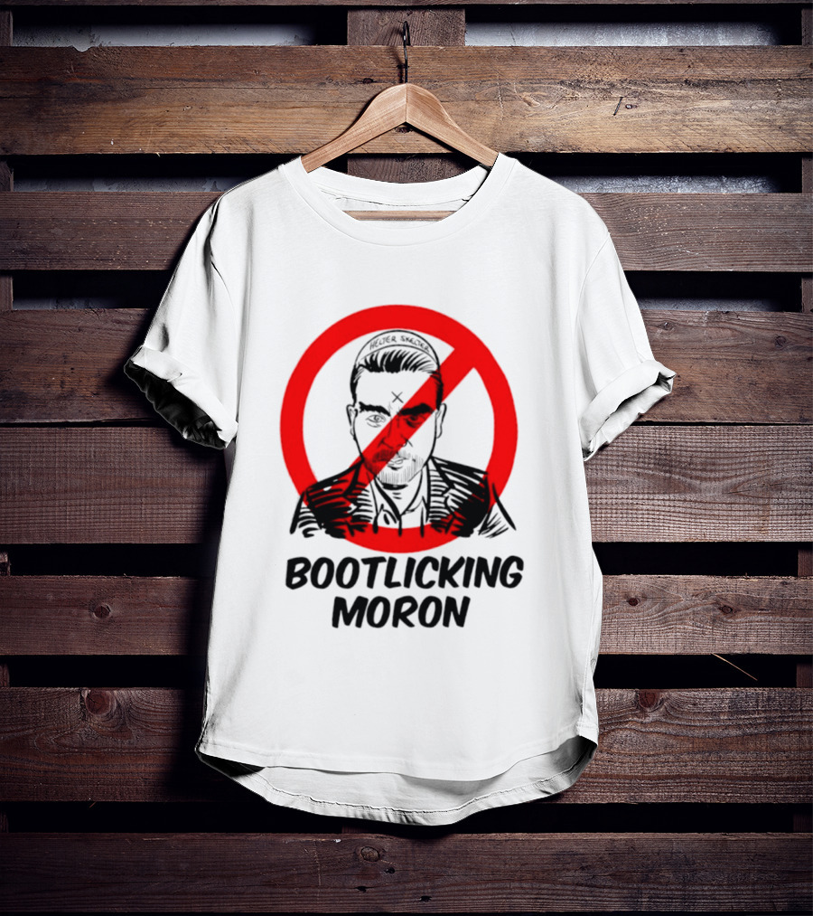 Helter Skelter Bootlicking Moron Red Circle Crossed Out Brian Walsby T-Shirt