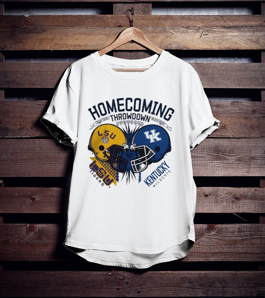 LSU Tigers Vs Kentucky Wildcats Football Homecoming Throwdown October 10 2026 Helmet Clash T-Shirt