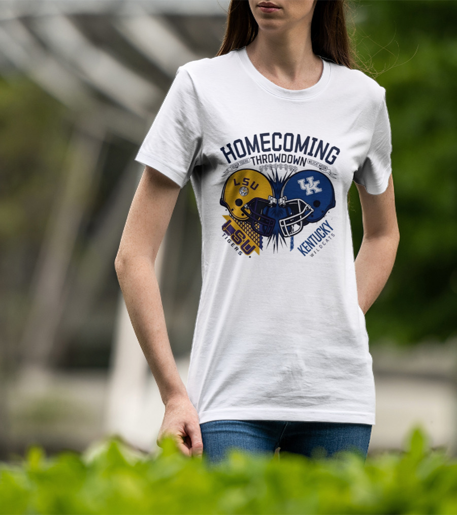 LSU Tigers Vs Kentucky Wildcats Football Homecoming Throwdown October 10 2026 Helmet Clash T-Shirt