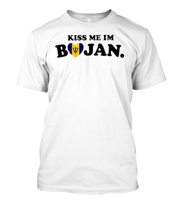 Kiss Me I'm Bajan Barbados Heart Flag Caribbean Pride T-Shirt