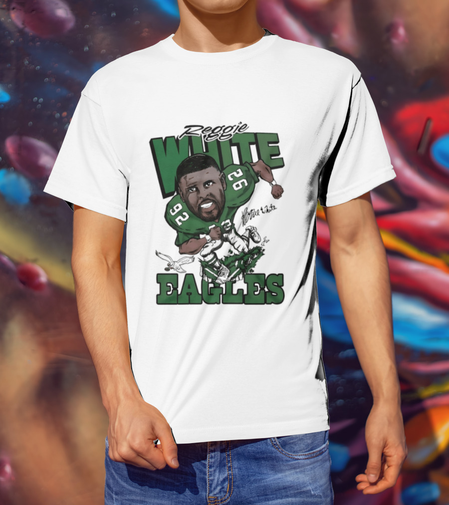 Philadelphia Eagles Reggie White 92 Player Caricature T-Shirt