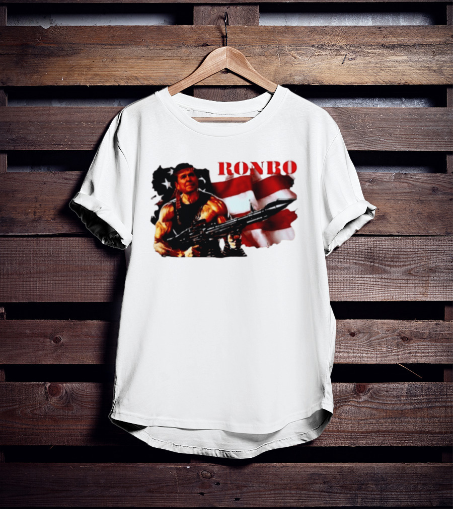 Ronbo Ronald Reagan Rambo With American Flag 80s President T-Shirt