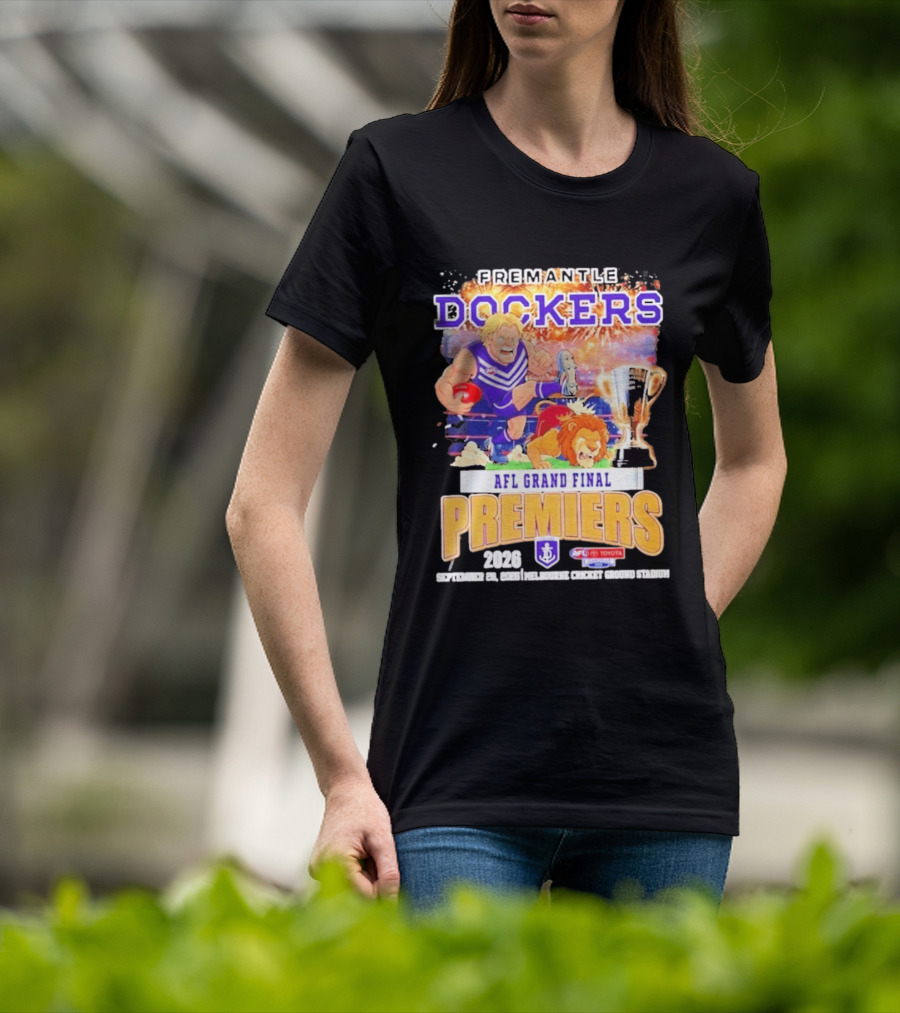 Fremantle Dockers 2026 AFL Grand Final Premiers Trophy Melbourne Cricket Ground Stadium T-Shirt