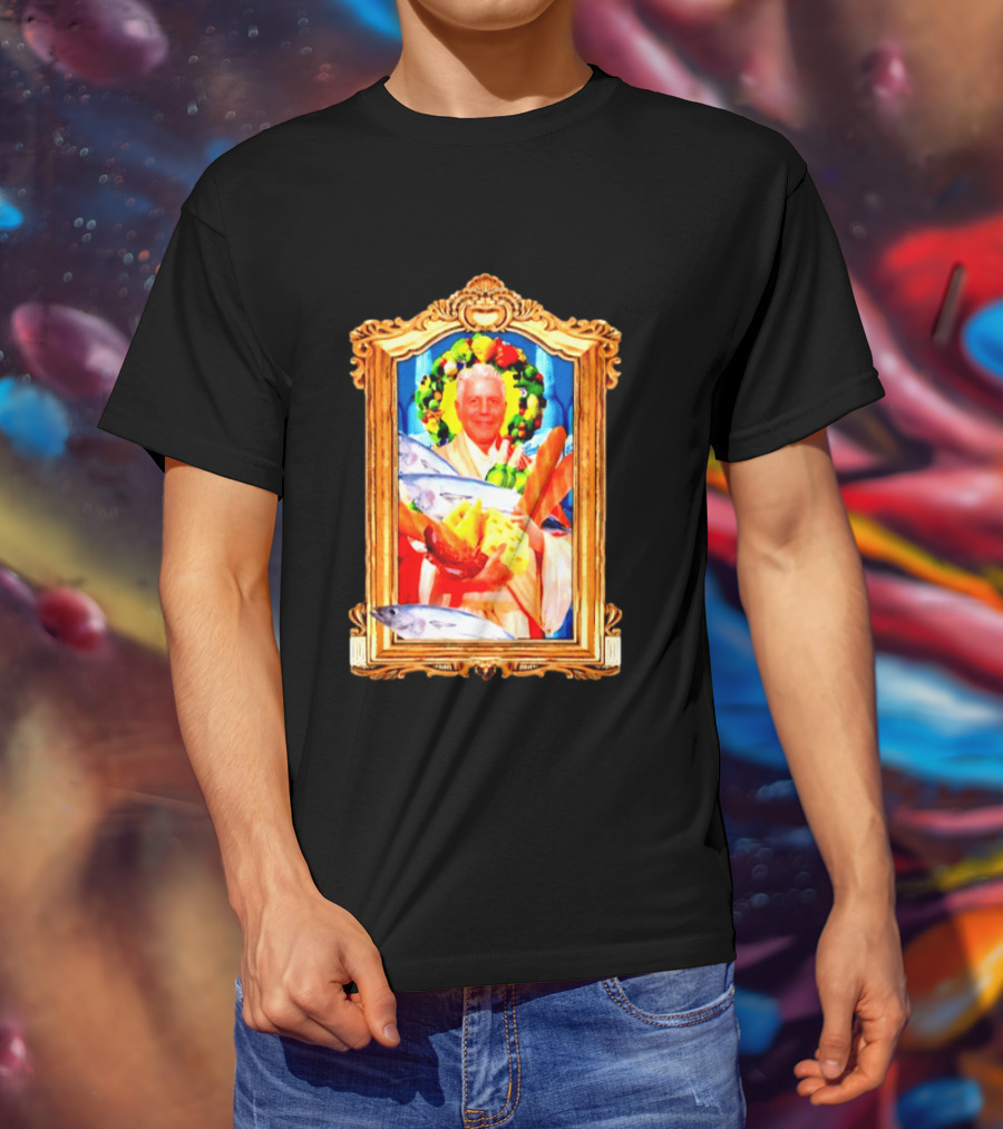 Anthony Bourdain Saint Of Food Chef Icon With Culinary Halo T-Shirt