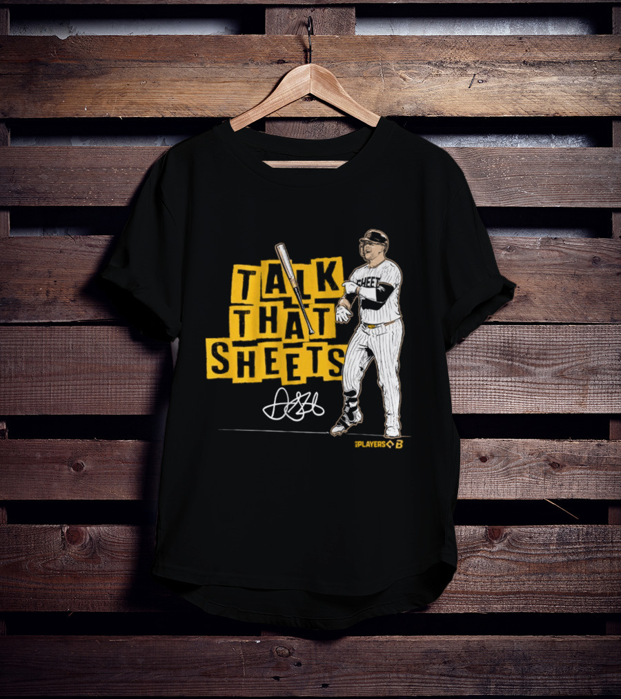 Gavin Sheets Talk That Sheets Baseball Player Yellow Block Lettering T-Shirt
