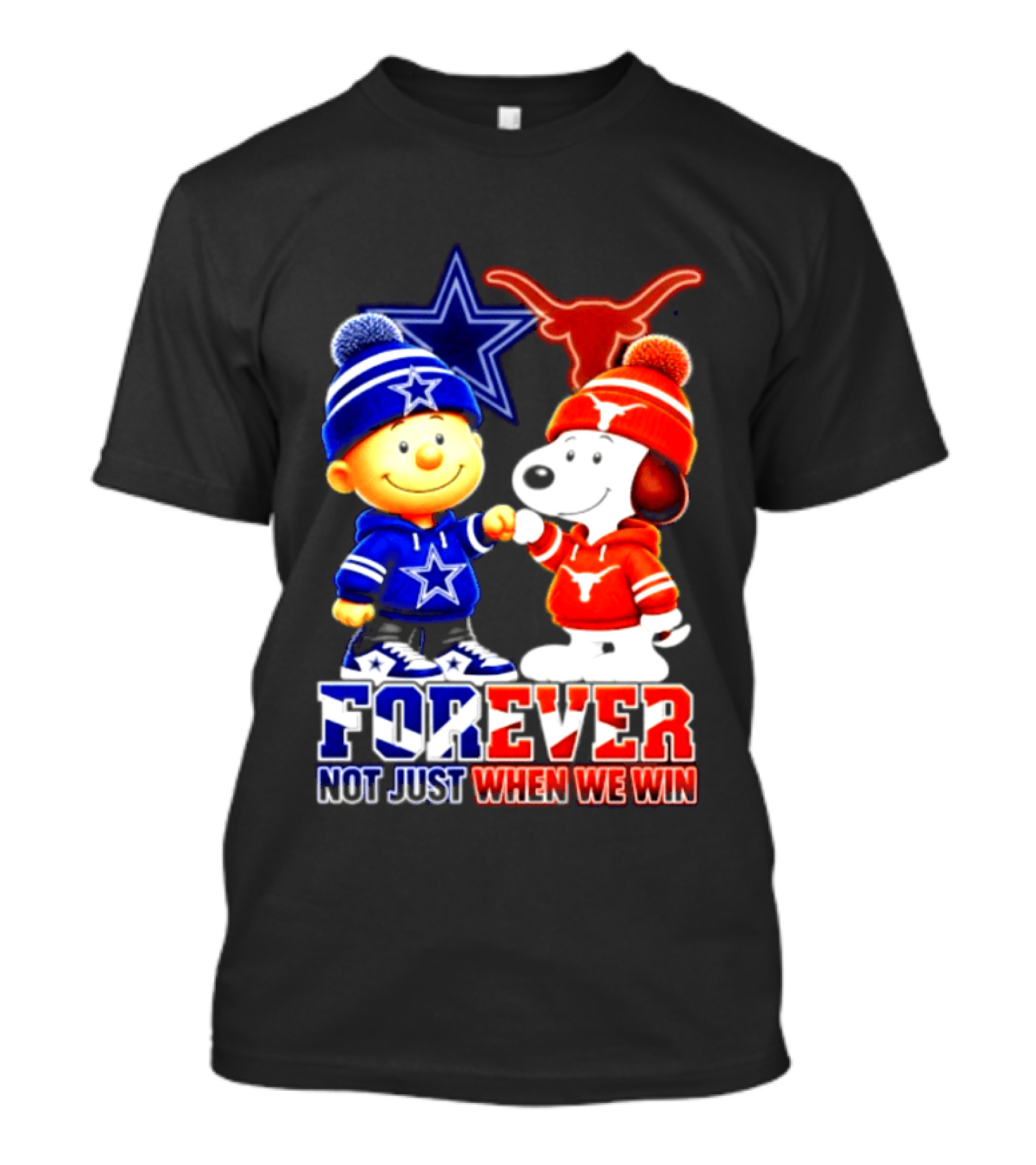 Charlie Brown And Snoopy Dallas Cowboys Texas Longhorns Forever Not Just When We Win Football T-Shirt