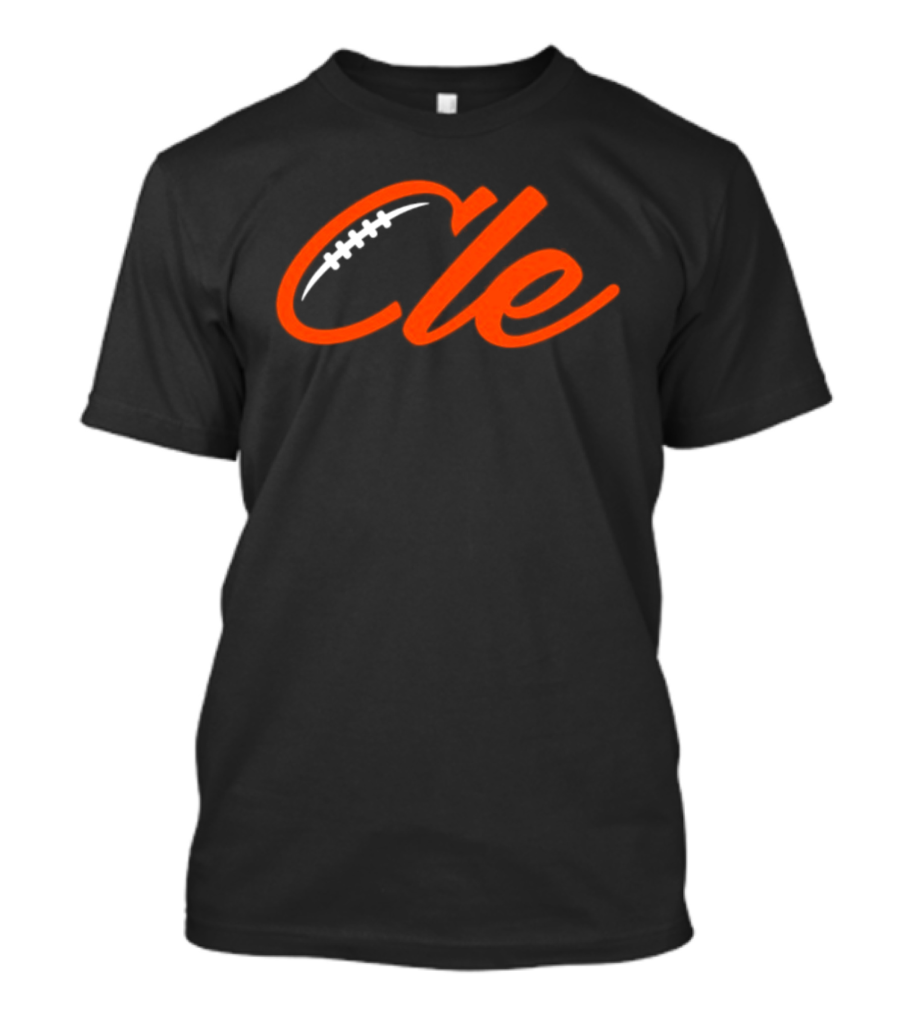 Cleveland Browns Cle Football Team Cle Script Text With Football Stitching T-Shirt