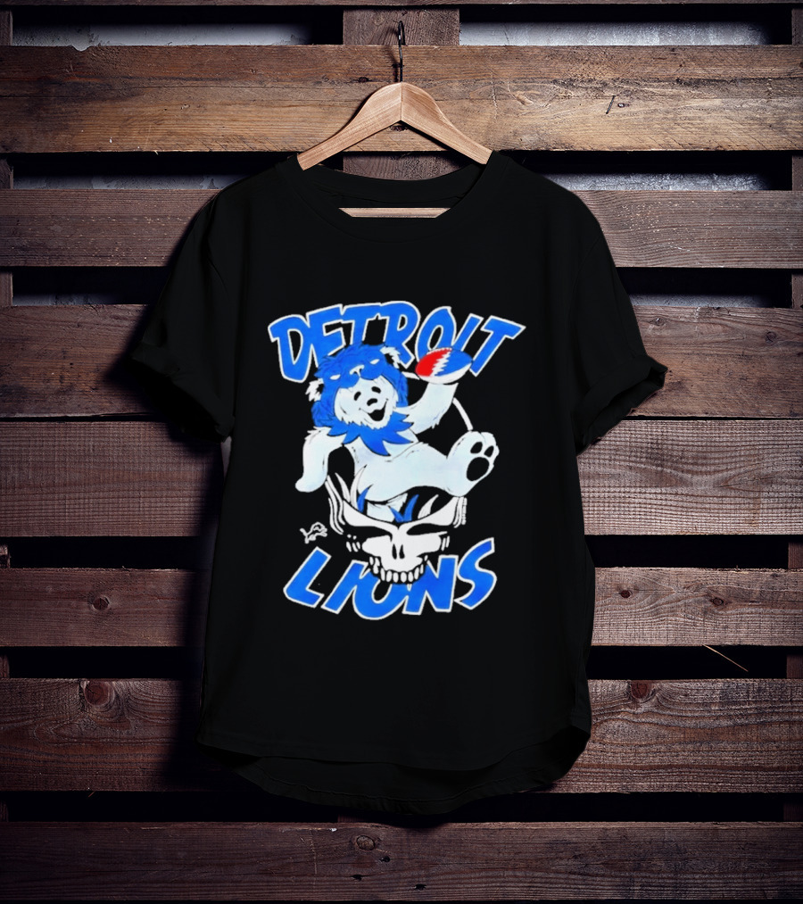 Detroit Lions Grateful Dead Bear With Skull T-Shirt