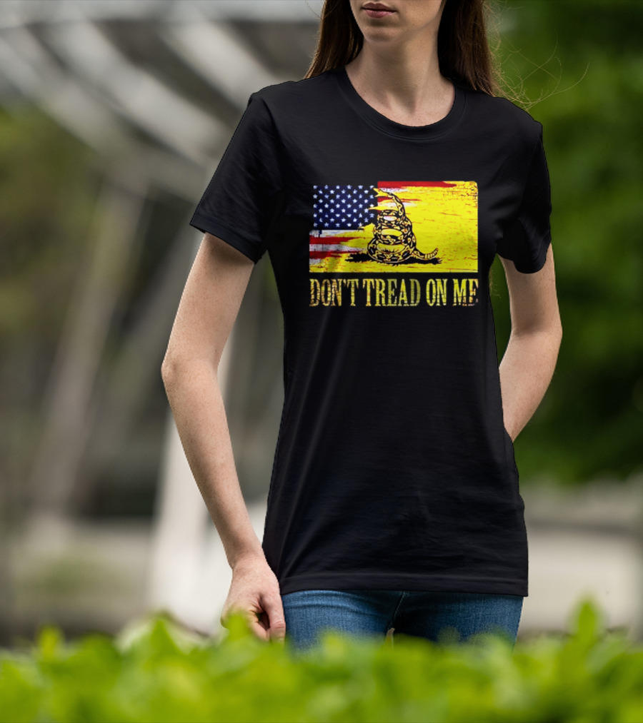 American Flag And Gadsden Snake Don't Tread On Me T-Shirt