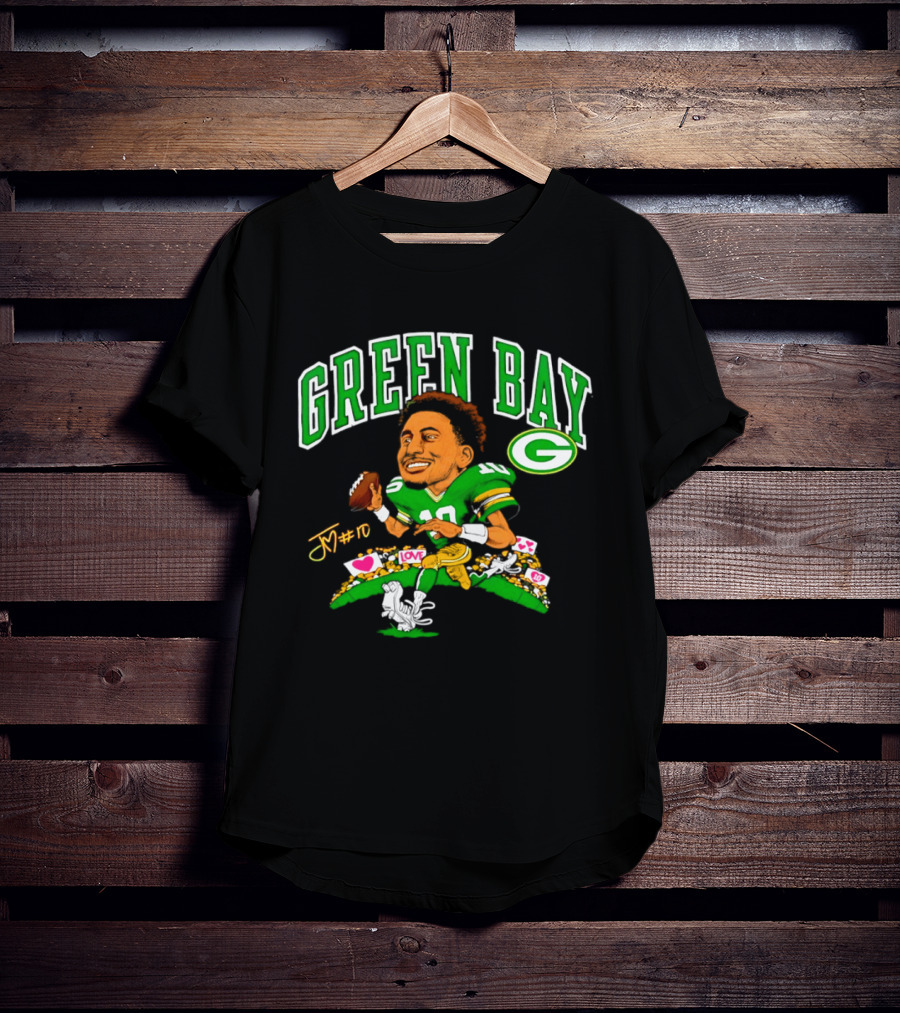 Jordan Love Green Bay Packers Caricature Playing Cards 2026 T-Shirt