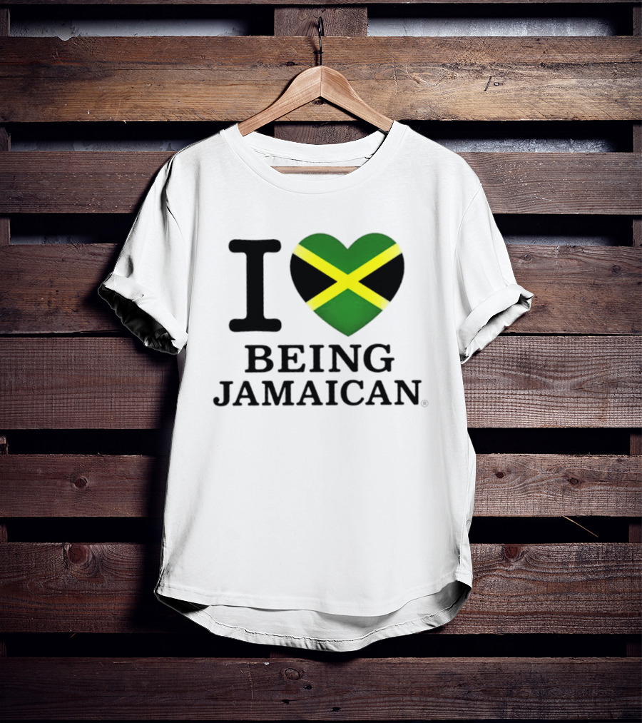 I Love Being Jamaican Flag Heart T-Shirt