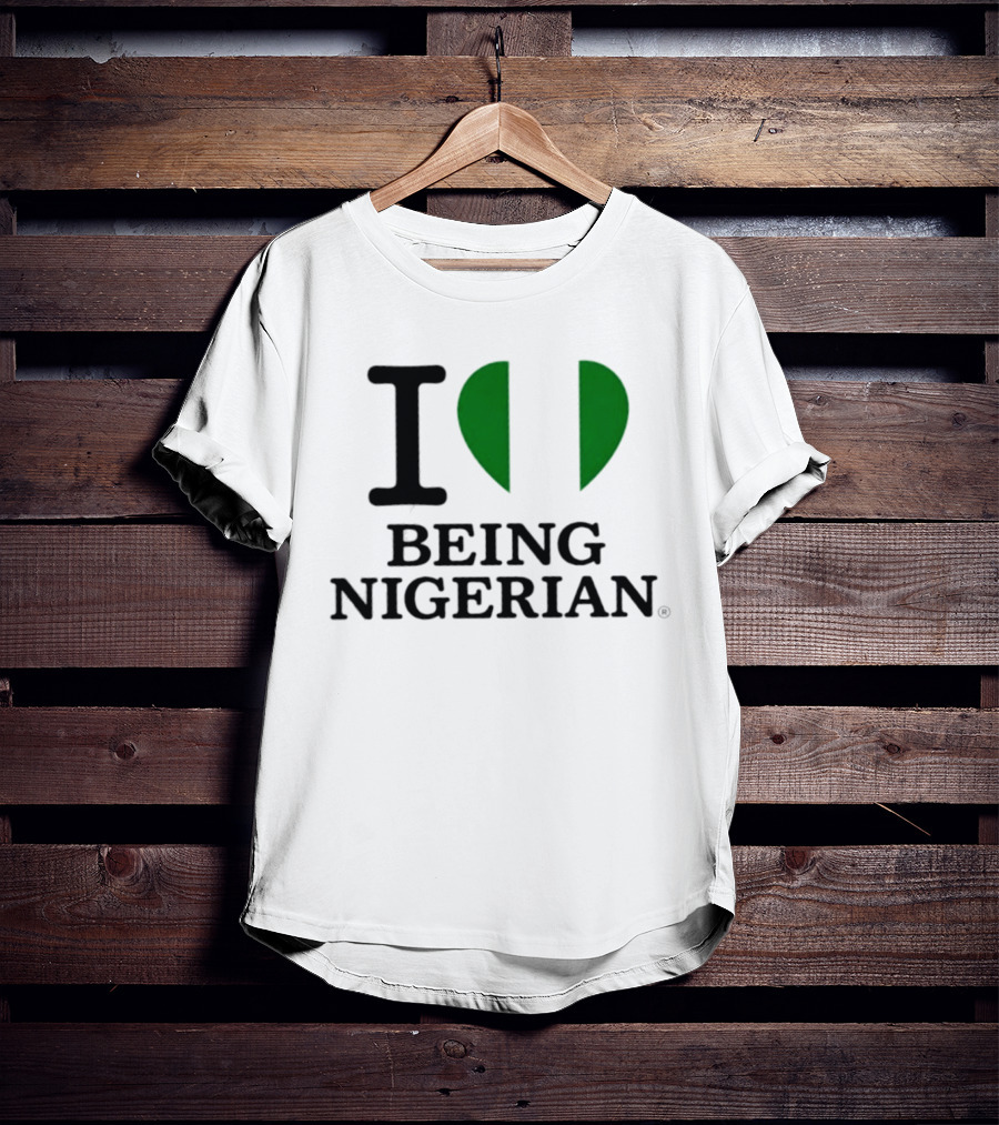 Love Being Nigerian Flag Heart T-Shirt