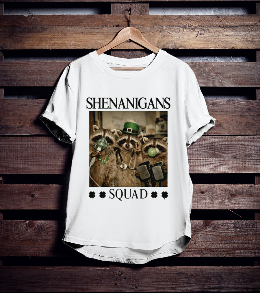 Shenanigans Squad Raccoons Funny Saint Patricks Day T-Shirt