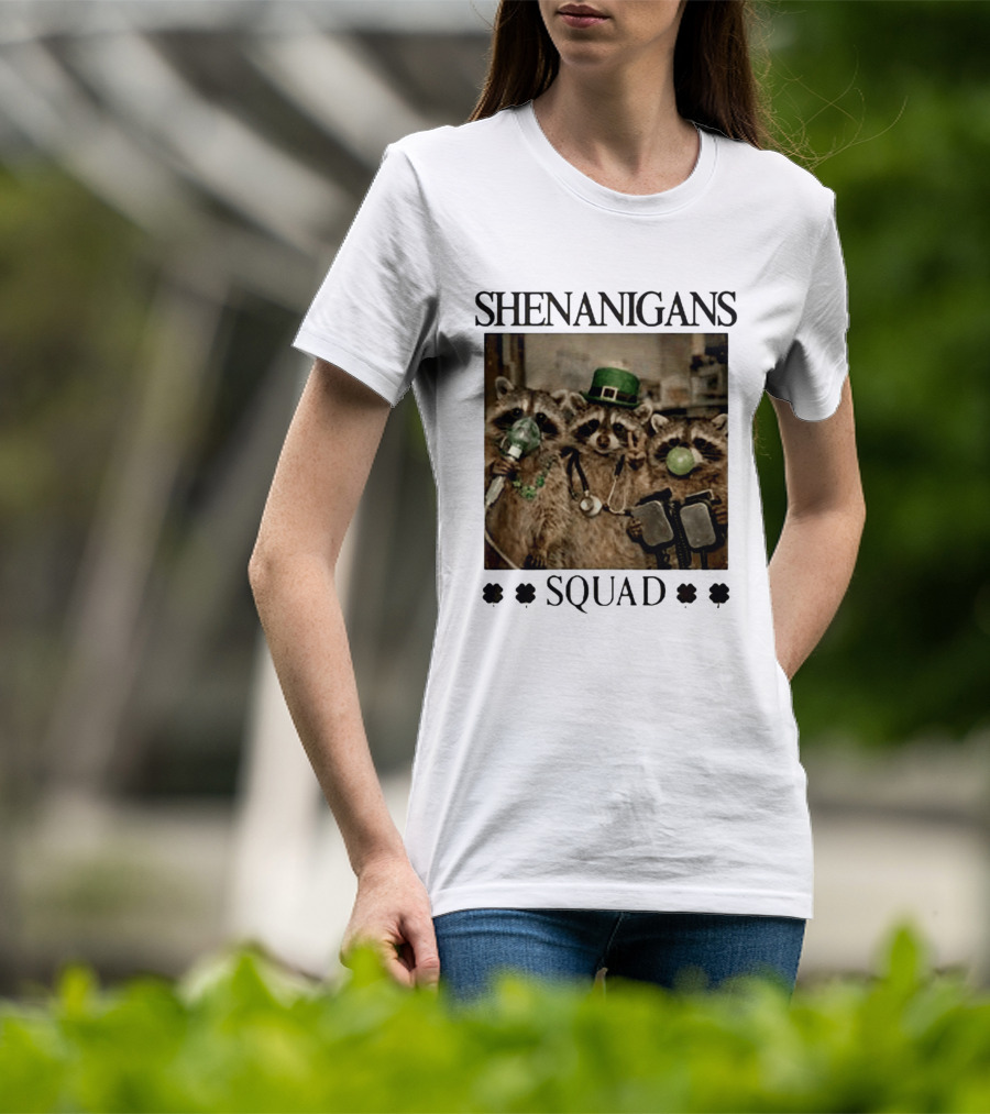 Shenanigans Squad Raccoons Funny Saint Patricks Day T-Shirt
