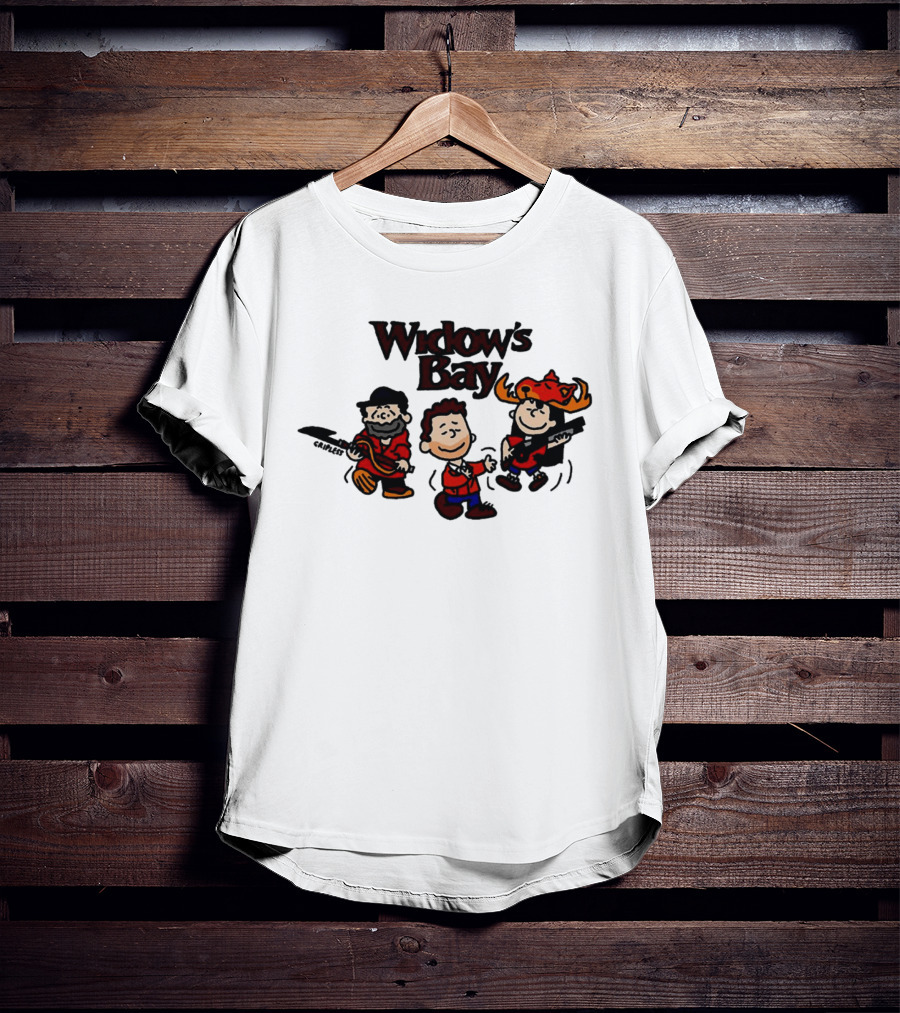 Widow's Bay Cartoon Characters With Bold Outfits And Musical Instruments T-Shirt