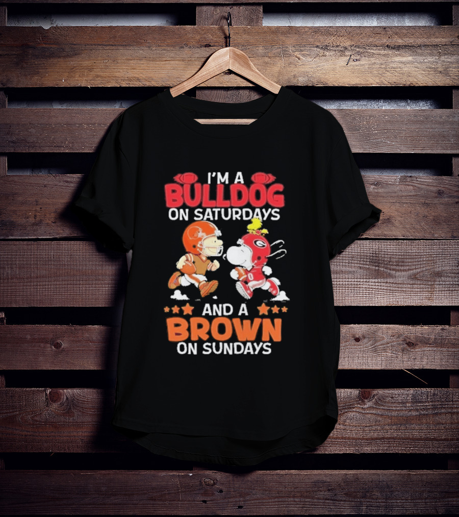 I'm A Bulldog On Saturdays And A Brown On Sundays Football Peanuts Snoopy Woodstock T-Shirt