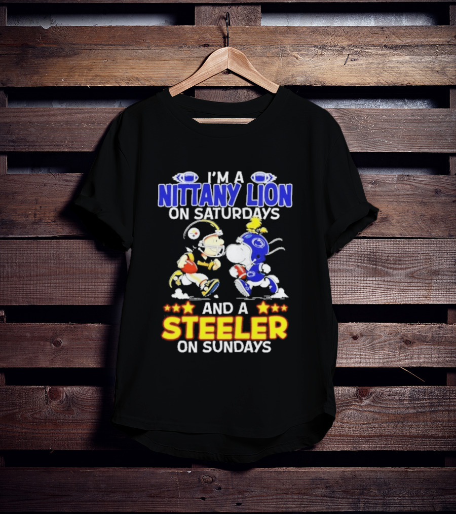 I'm A Nittany Lion On Saturdays And A Steeler On Sundays Football Peanuts Charlie Brown And Snoopy T-Shirt
