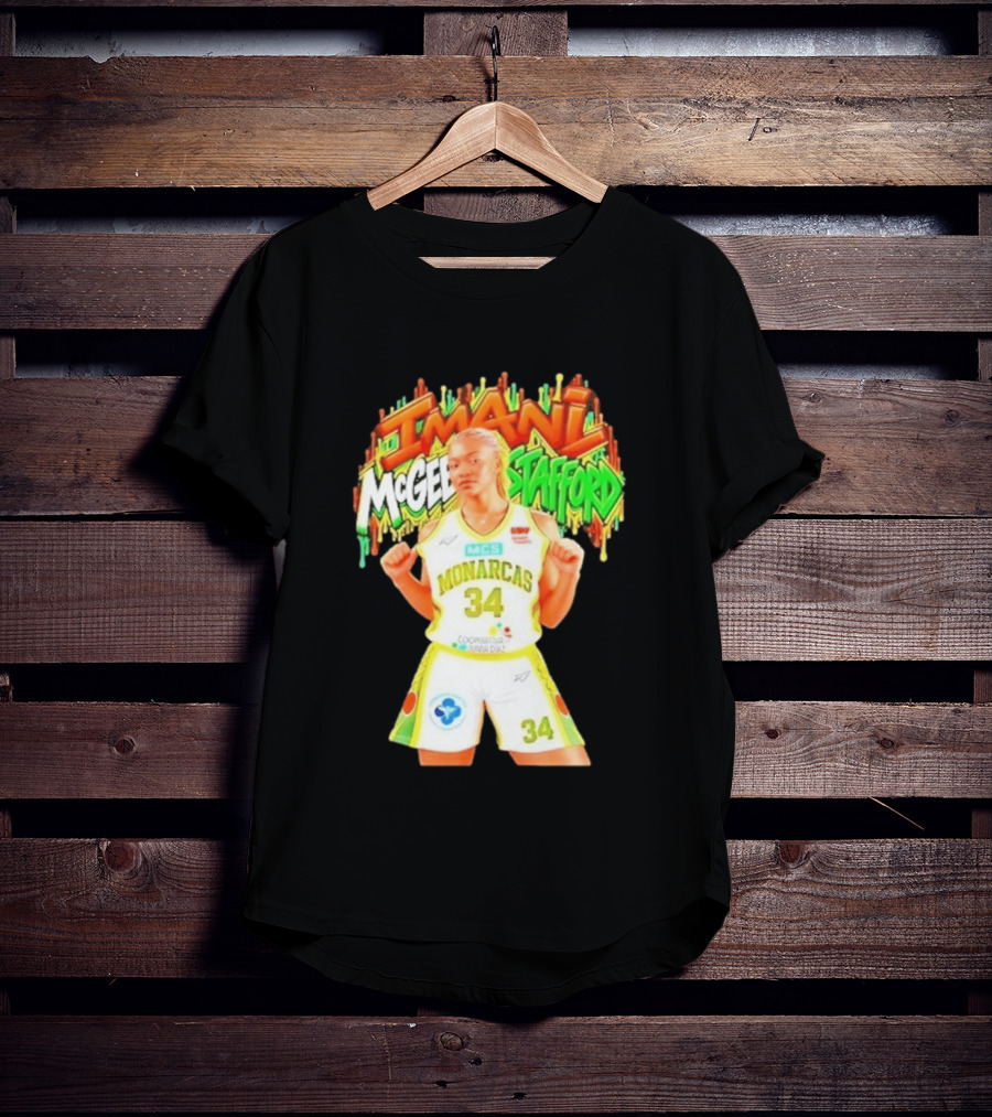 Imani McGee Stafford Monarcas 34 Basketball Player Vibrant Graffiti T-Shirt