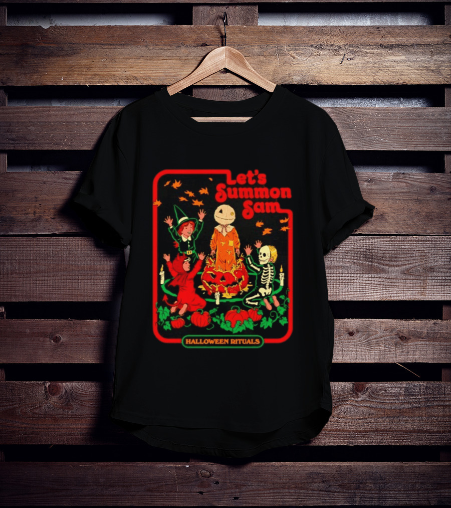 Let's Summon Sam Halloween Rituals Trick R Treat Pumpkin Skeleton Witch Magic T-Shirt