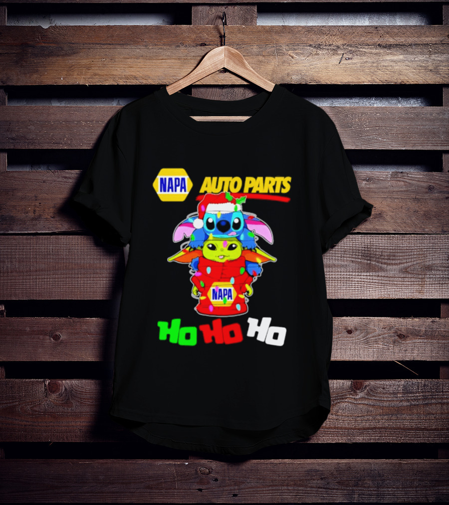 NAPA Auto Parts Baby Yoda Stitch Christmas 2026 Ho Ho Ho T-Shirt