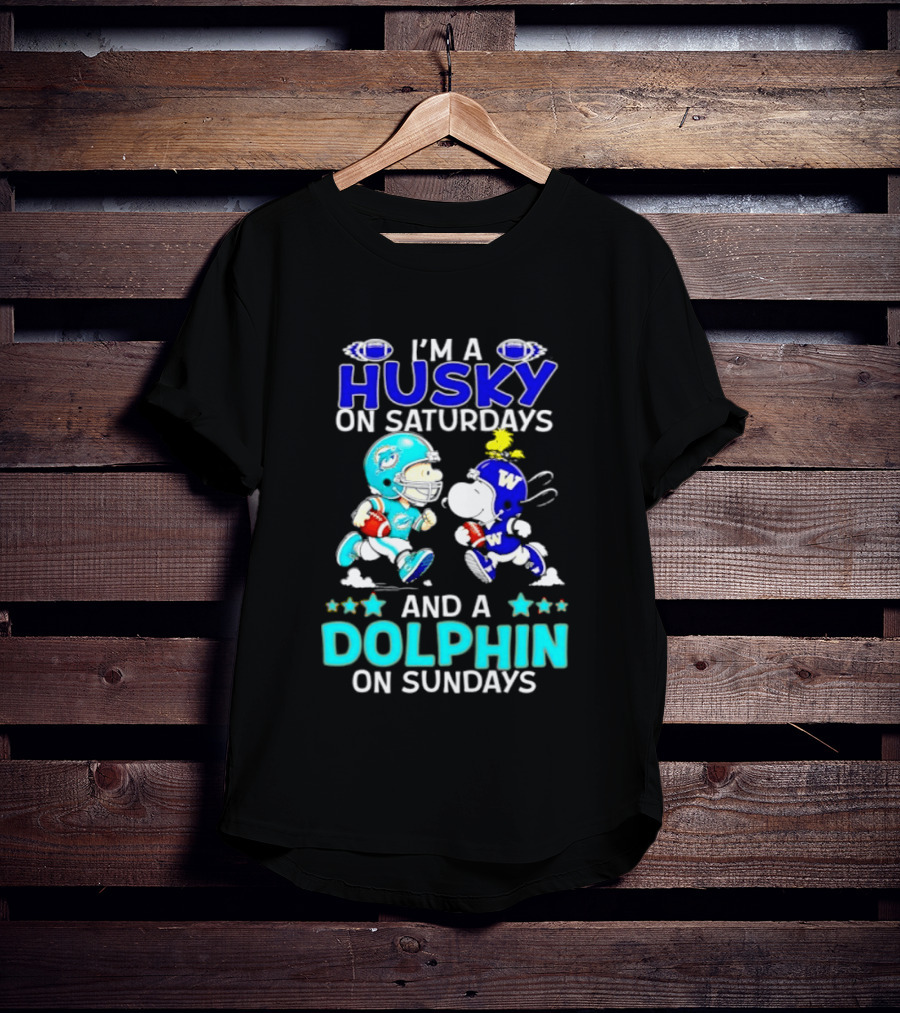I'm A Husky On Saturdays And A Dolphin On Sundays Peanuts Characters Football T-Shirt