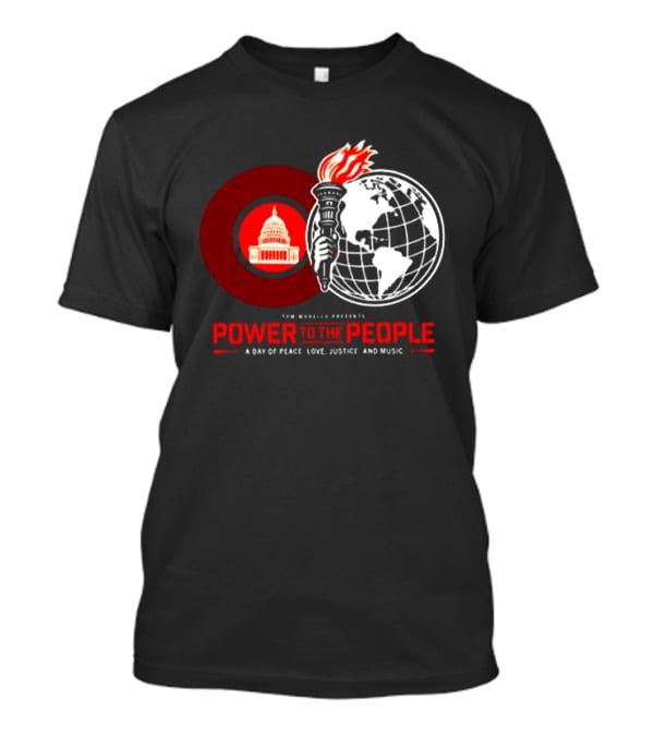 Power To The People 2026 Columbia MD October 3 Merriweather Post Pavilion Peace Love Justice And Music Capitol Building Torch Globe T-Shirt