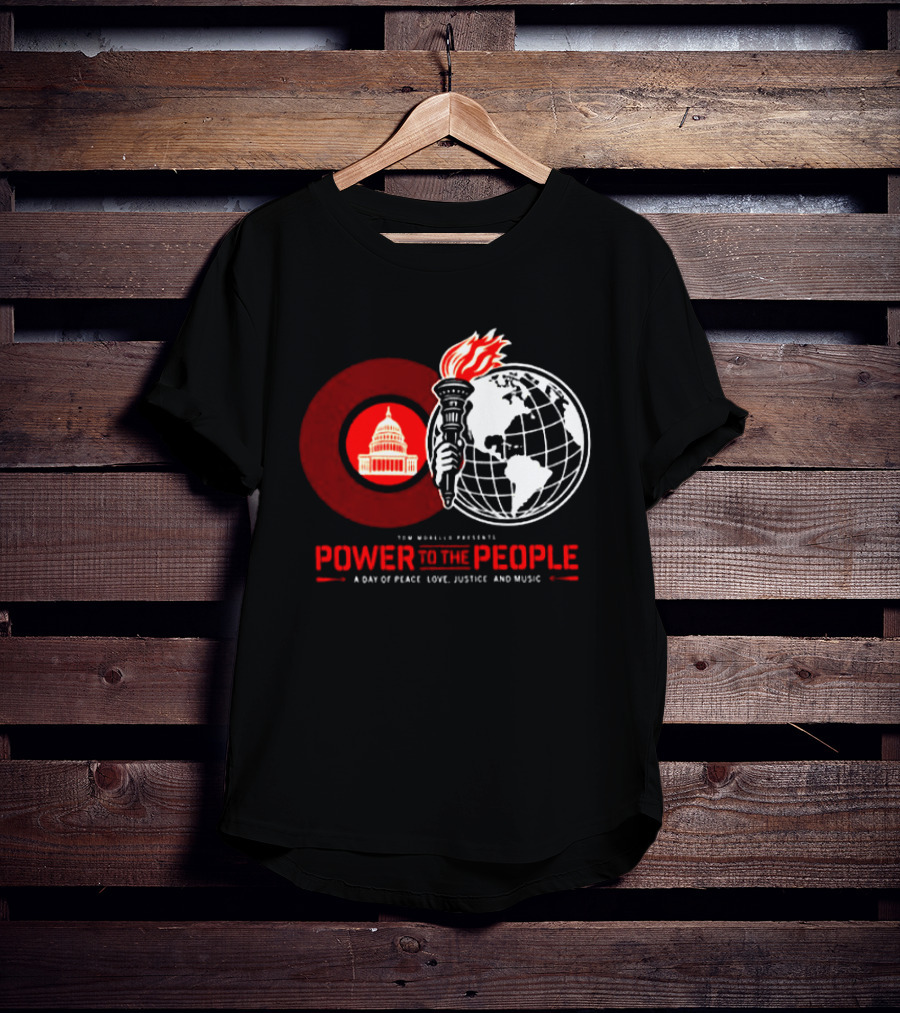 Power To The People 2026 Columbia MD October 3 Merriweather Post Pavilion Peace Love Justice And Music Capitol Building Torch Globe T-Shirt