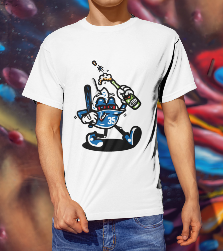 Cody Bellinger 35 Belli Champagne Celebration Baseball Cartoon T-Shirt