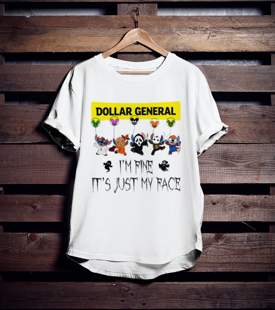 Dollar General Stitch Halloween 2026 I'm Fine It's Just My Face T-Shirt
