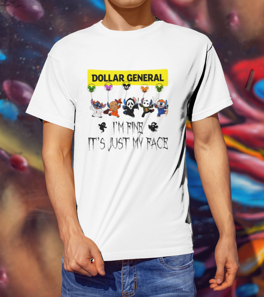Dollar General Stitch Halloween 2026 I'm Fine It's Just My Face T-Shirt