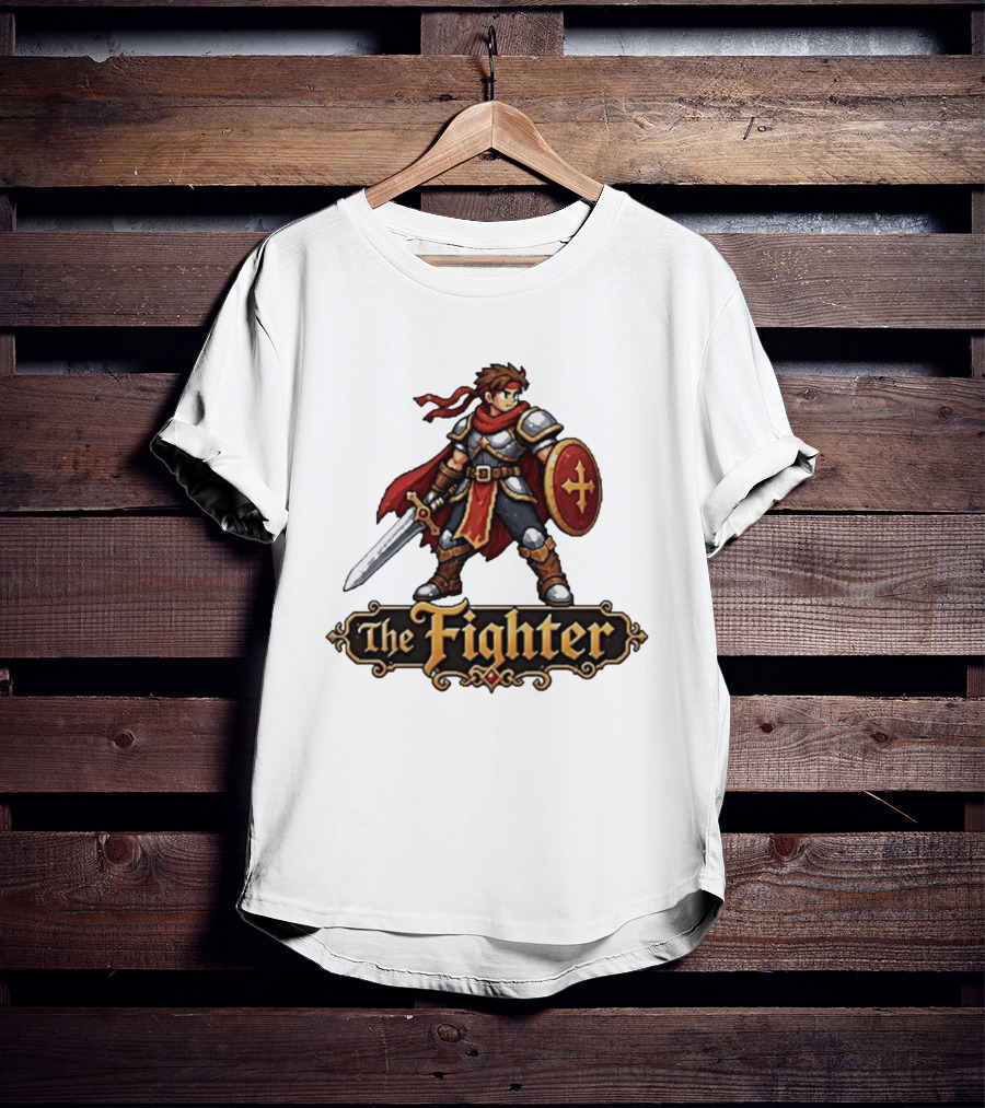 The Fighter Fantasy RPG Pixel Knight Sword And Shield Hero T-Shirt