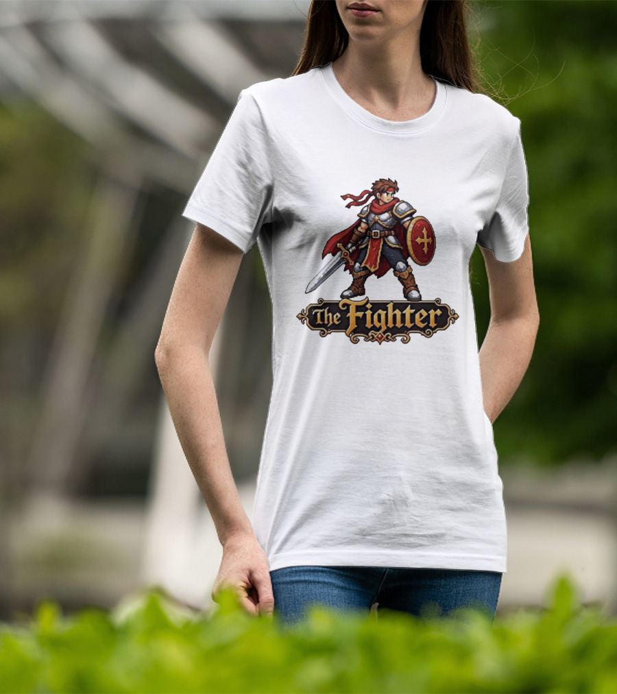 The Fighter Fantasy RPG Pixel Knight Sword And Shield Hero T-Shirt