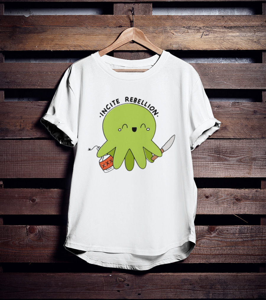 Incite Rebellion Octopus Knife Molotov Cocktail T-Shirt