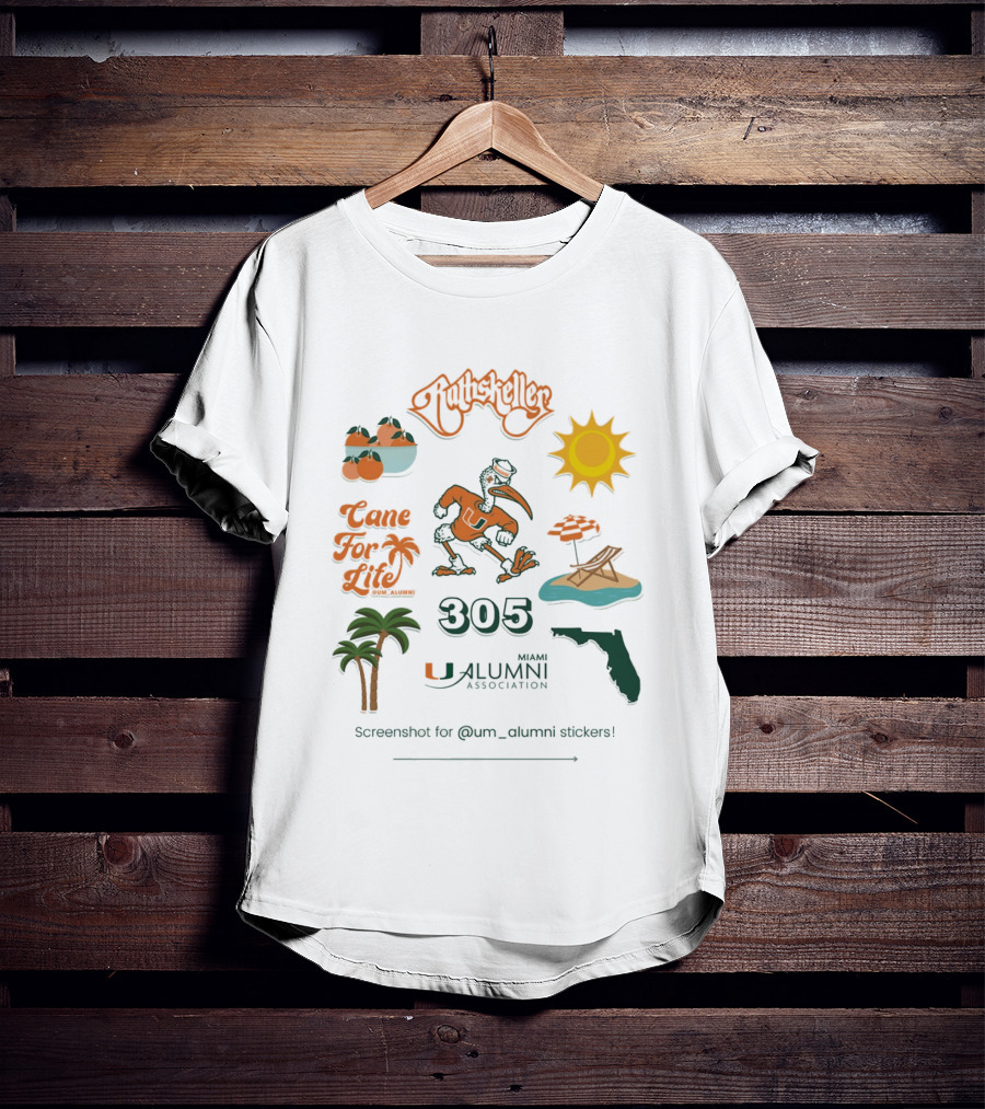 Miami Alumni Association Cane For Life 305 Florida Sun Beach Palms T-Shirt