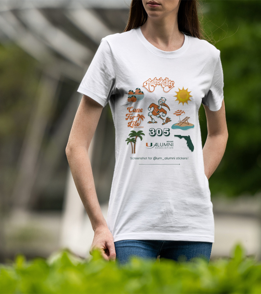 Miami Alumni Association Cane For Life 305 Florida Sun Beach Palms T-Shirt