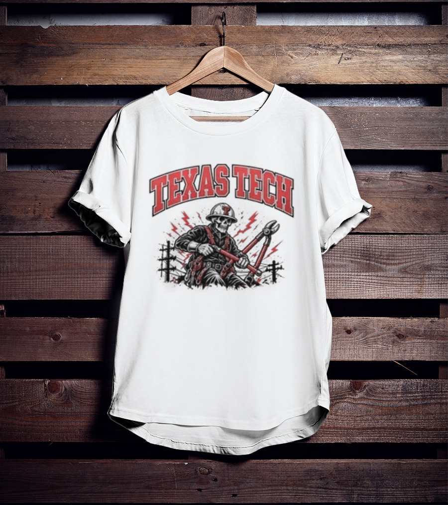 Texas Tech Red Raiders Lineman Halloween 2026 Football Spooky Skeleton T-Shirt