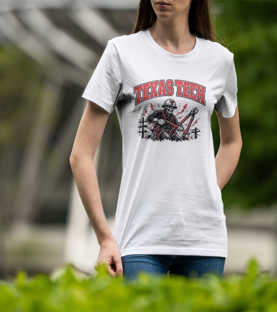 Texas Tech Red Raiders Lineman Halloween 2026 Football Spooky Skeleton T-Shirt