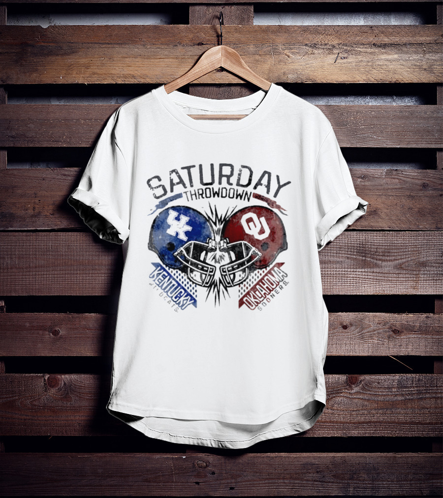 Oklahoma Sooners Vs Kentucky Wildcats 2026 Saturday Throwdown Football Helmets Clash T-Shirt