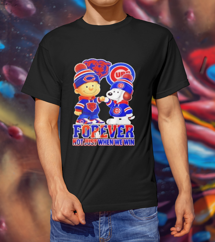 Charlie Brown Snoopy Fist Bump Chicago Bears Cubs Forever Not Just When We Win Football T-Shirt