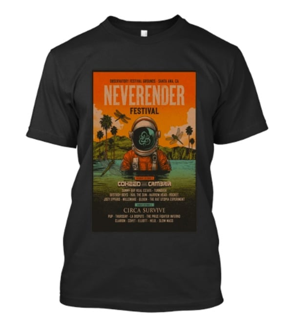 Observatory Festival Grounds Santa Ana 2026 Neverender Festival Coheed And Cambria Circa Survive Lineup T-Shirt