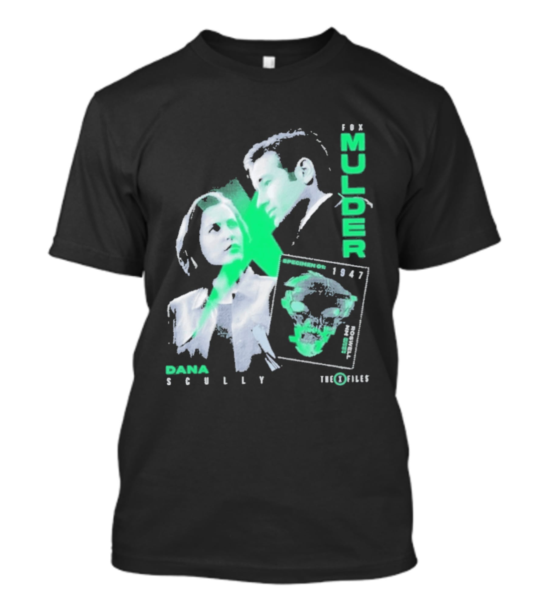 Fox Mulder Dana Scully The X Files 1997 Skull Print T-Shirt