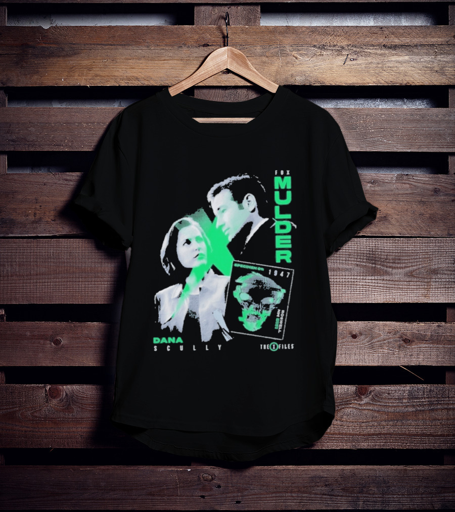 Fox Mulder Dana Scully The X Files 1997 Skull Print T-Shirt