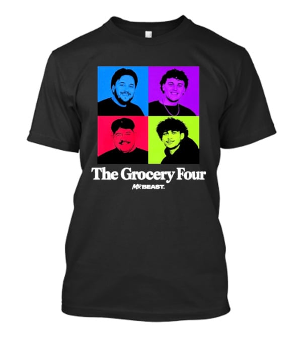 MrBeast Grocery Four Pop Art Style Colorful Portraits T-Shirt