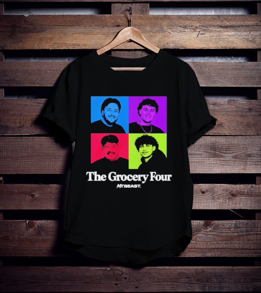 MrBeast Grocery Four Pop Art Style Colorful Portraits T-Shirt