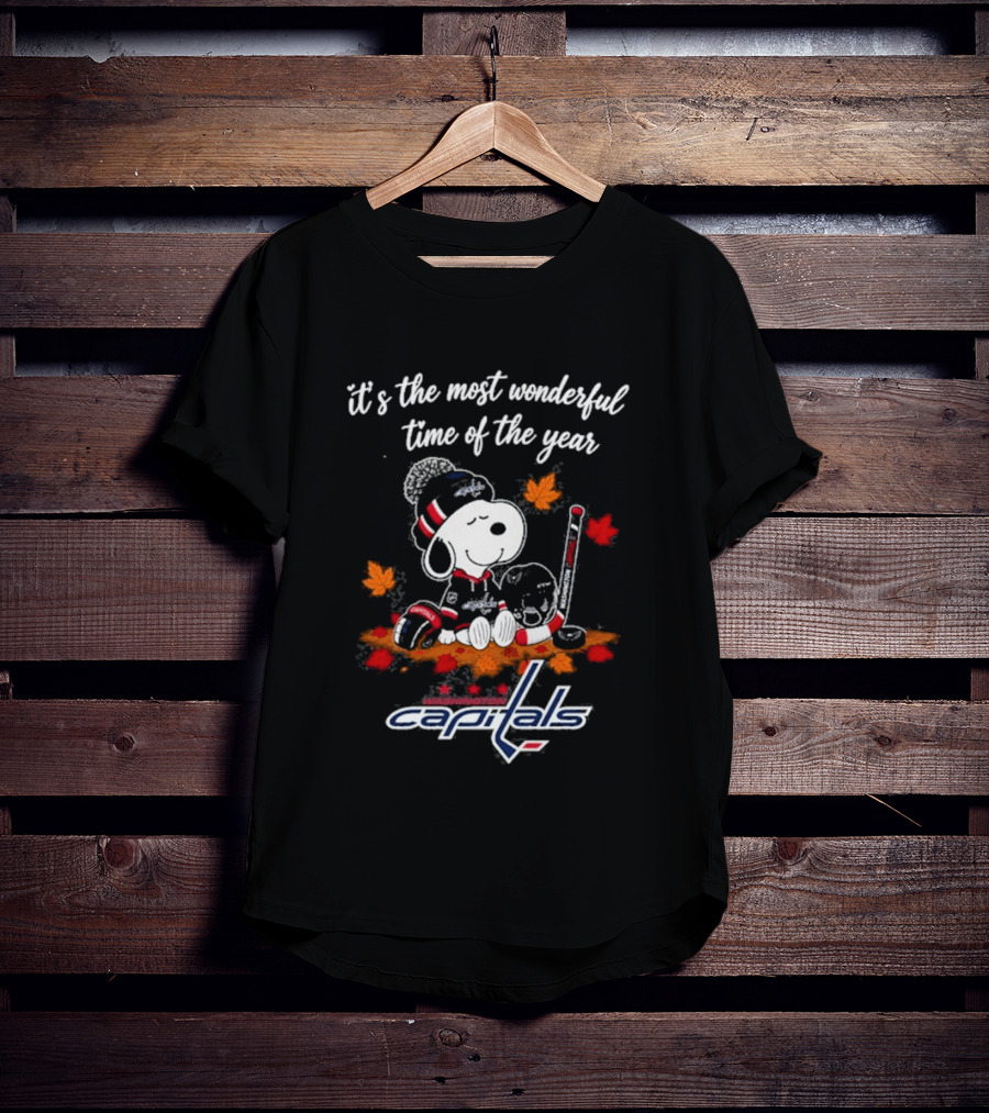 Snoopy Washington Capitals Autumn Hockey Most Wonderful Time Of The Year T-Shirt