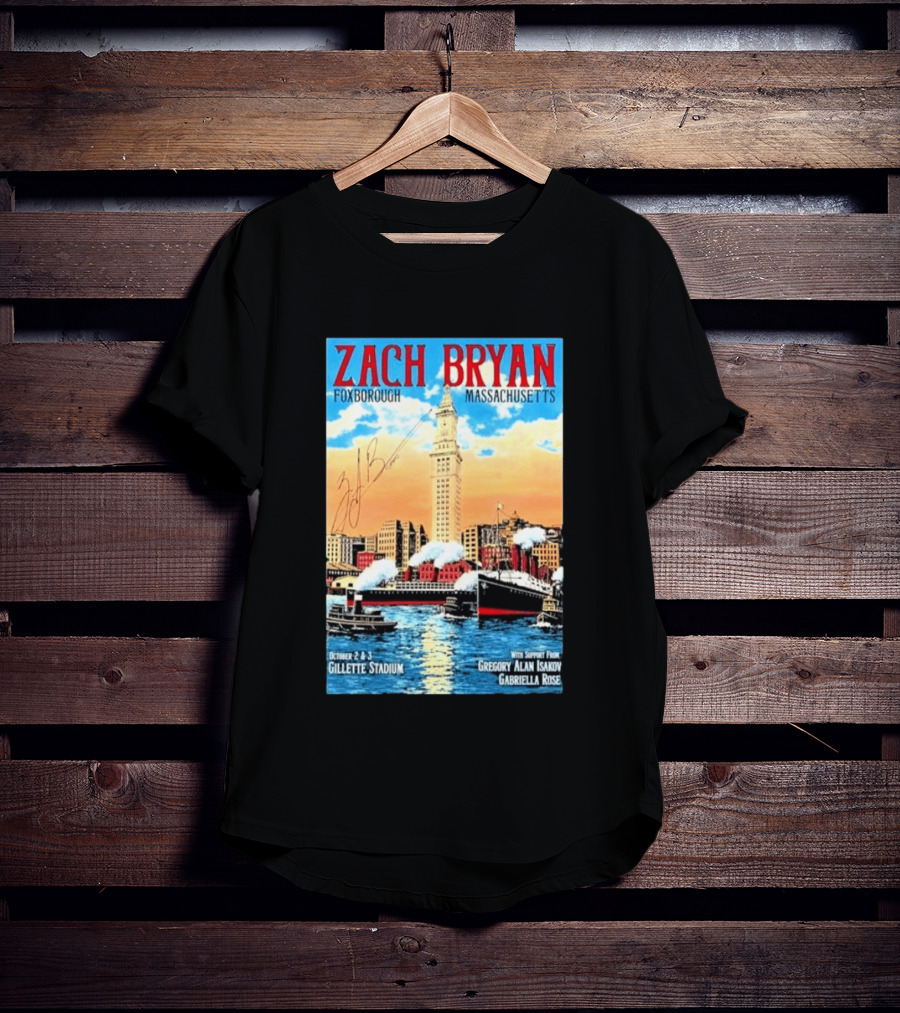 Zach Bryan Foxborough Massachusetts Gillette Stadium October 2 3 2026 Gregory Alan Isakov Gabriella Rose T-Shirt