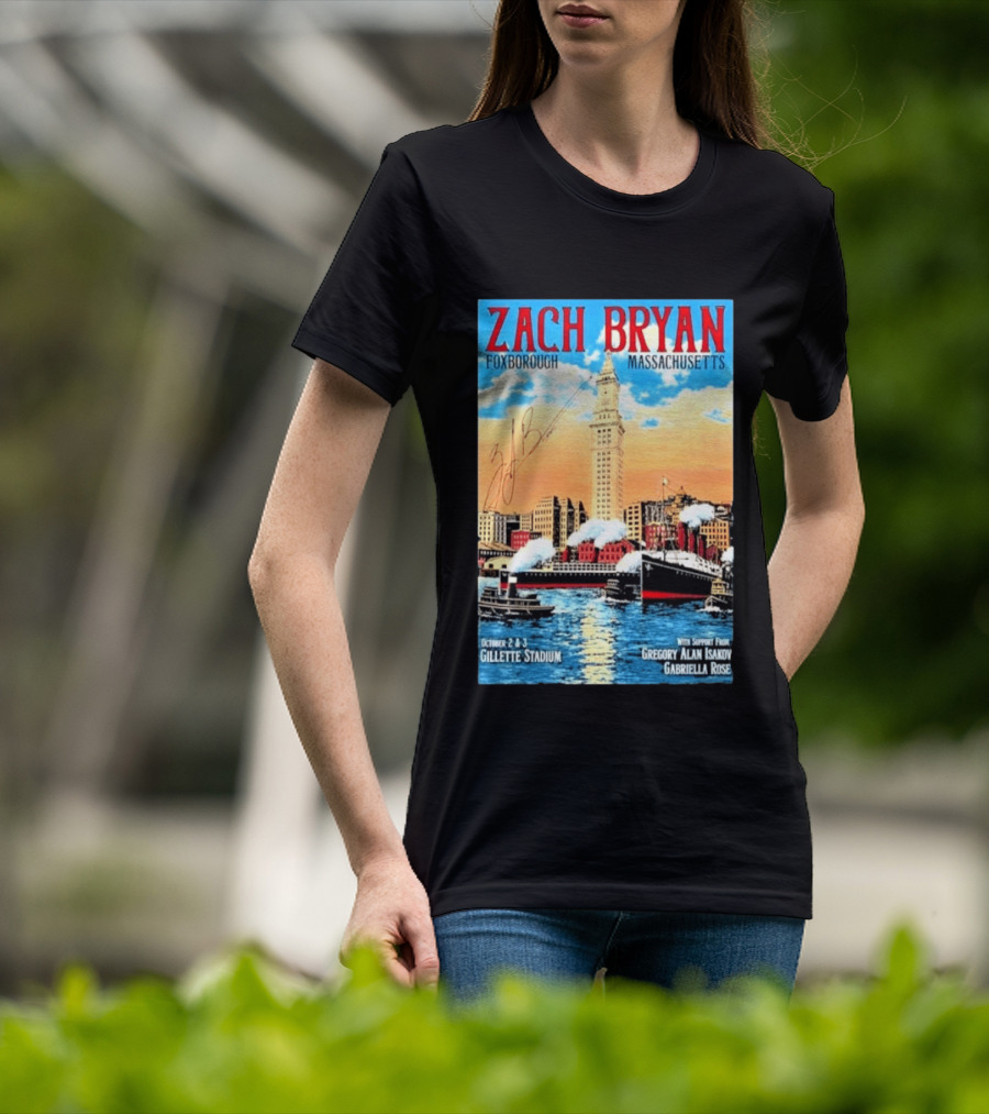 Zach Bryan Foxborough Massachusetts Gillette Stadium October 2 3 2026 Gregory Alan Isakov Gabriella Rose T-Shirt