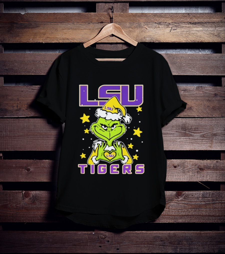 LSU Tigers Grinch Love Hands Christmas 2026 Football Holiday T-Shirt