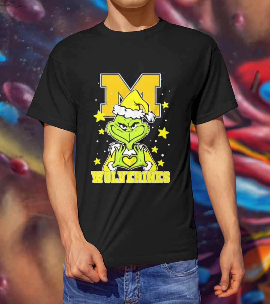 Michigan Wolverines Grinch Love Hands Christmas Football 2026 T-Shirt